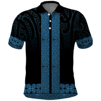 New Zealand Maori Kowhaiwhai Polo Shirt Kikorangi Maui and Mangopare