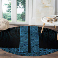 New Zealand Maori Kowhaiwhai Round Carpet Kikorangi Maui and Mangopare