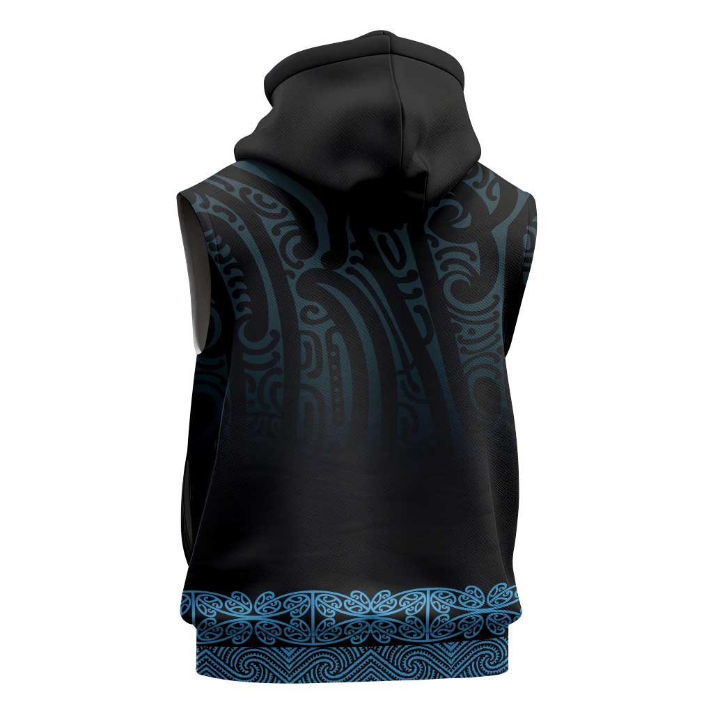 New Zealand Maori Kowhaiwhai Sleeveless Hoodie Kikorangi Maui and Mangopare - Polynesian Pride