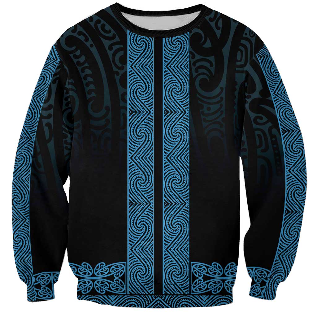 New Zealand Maori Kowhaiwhai Sweatshirt Kikorangi Maui and Mangopare