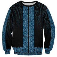 New Zealand Maori Kowhaiwhai Sweatshirt Kikorangi Maui and Mangopare