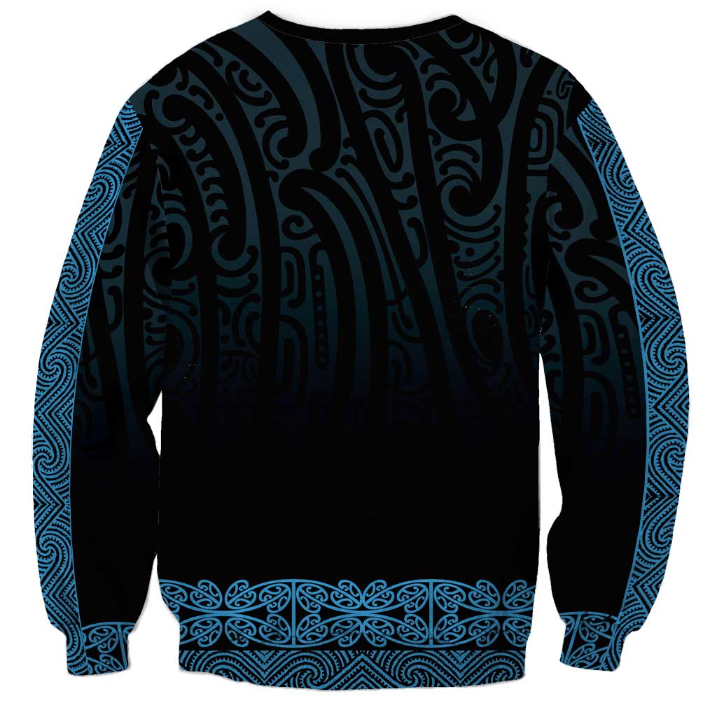 New Zealand Maori Kowhaiwhai Sweatshirt Kikorangi Maui and Mangopare