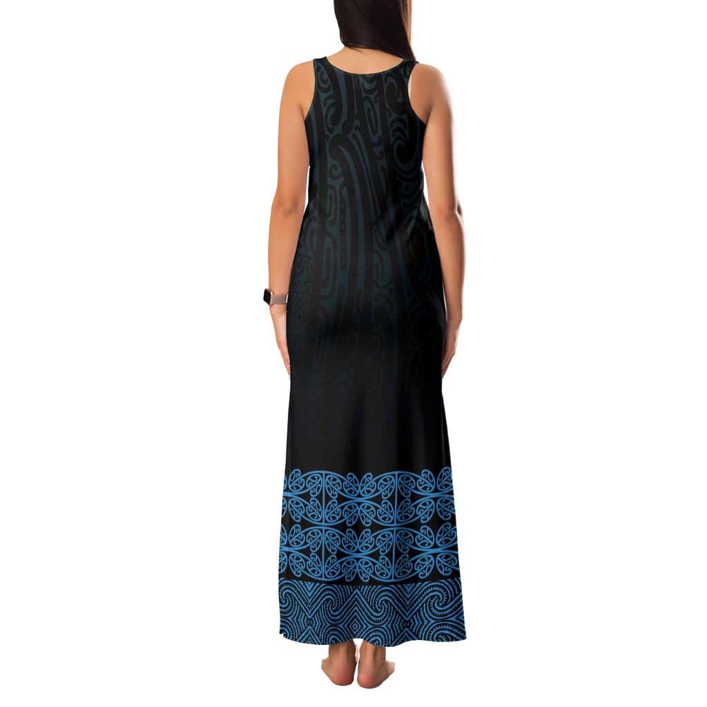 New Zealand Maori Kowhaiwhai Tank Maxi Dress Kikorangi Maui and Mangopare