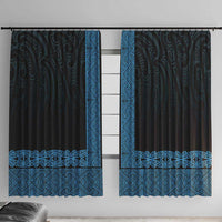 New Zealand Maori Kowhaiwhai Window Curtain Kikorangi Maui and Mangopare
