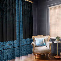 New Zealand Maori Kowhaiwhai Window Curtain Kikorangi Maui and Mangopare