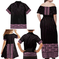New Zealand Maori Kowhaiwhai Family Matching Off Shoulder Maxi Dress and Hawaiian Shirt Mawhero Maui and Mangopare