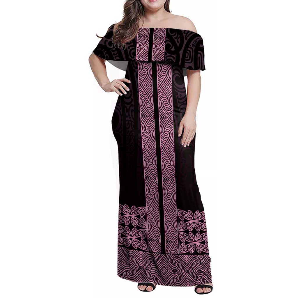 New Zealand Maori Kowhaiwhai Family Matching Off Shoulder Maxi Dress and Hawaiian Shirt Mawhero Maui and Mangopare