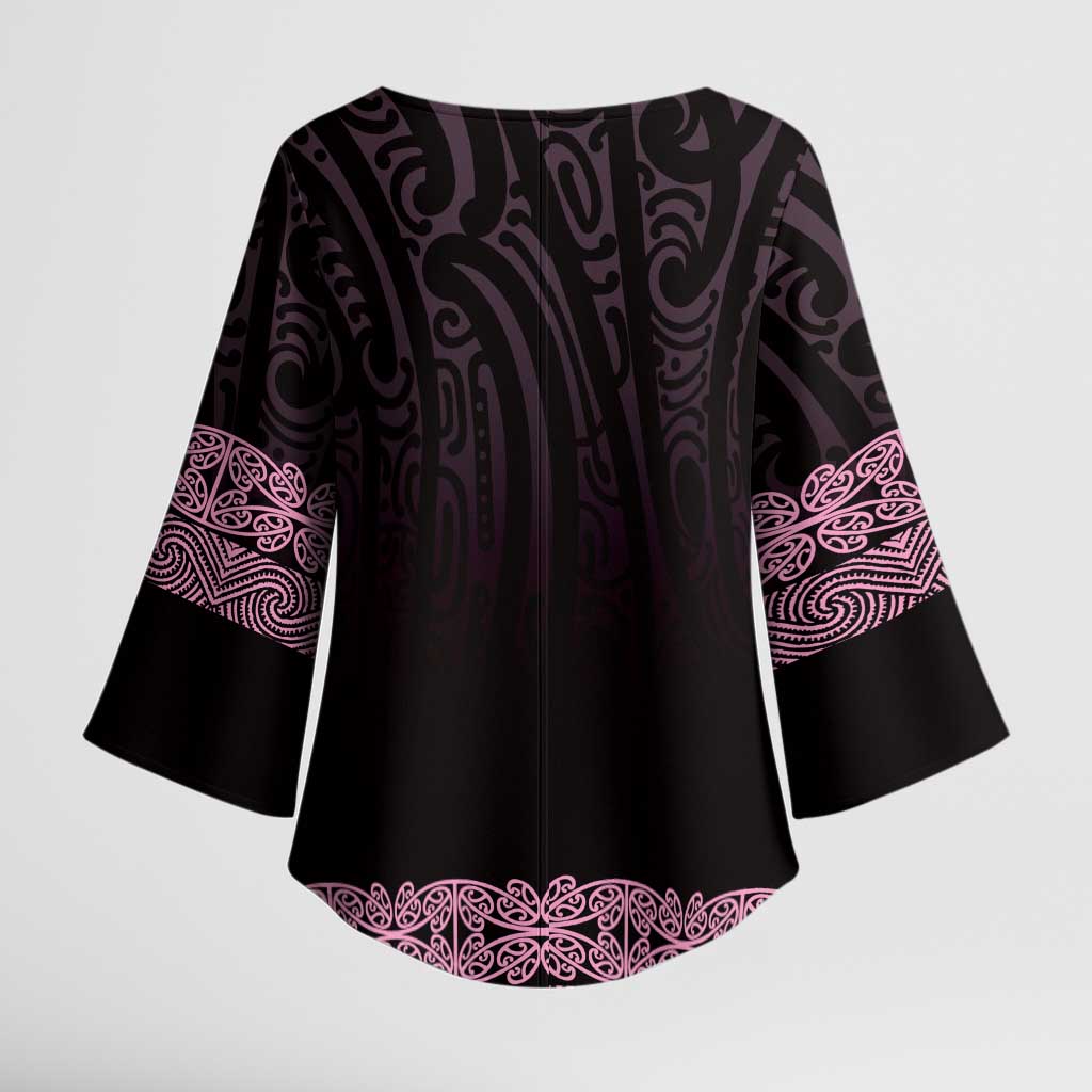 New Zealand Maori Kowhaiwhai Kimono Sleeve Blouse Mawhero Maui and Mangopare - Polynesian Pride