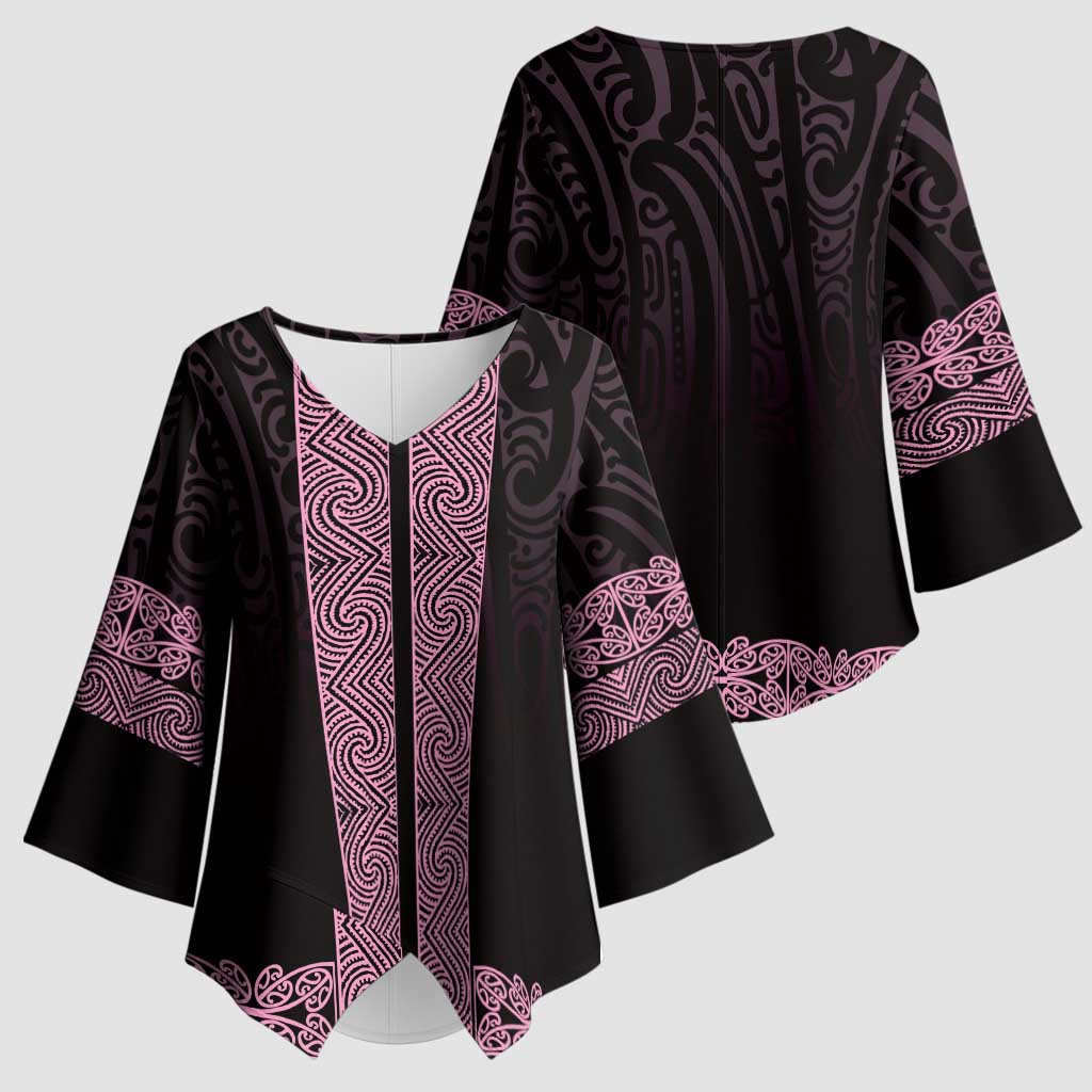 New Zealand Maori Kowhaiwhai Kimono Sleeve Blouse Mawhero Maui and Mangopare - Polynesian Pride