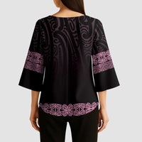 New Zealand Maori Kowhaiwhai Kimono Sleeve Blouse Mawhero Maui and Mangopare - Polynesian Pride