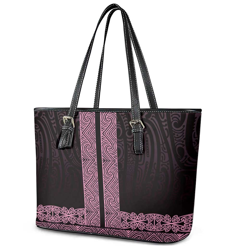 New Zealand Maori Kowhaiwhai Leather Tote Bag Mawhero Maui and Mangopare