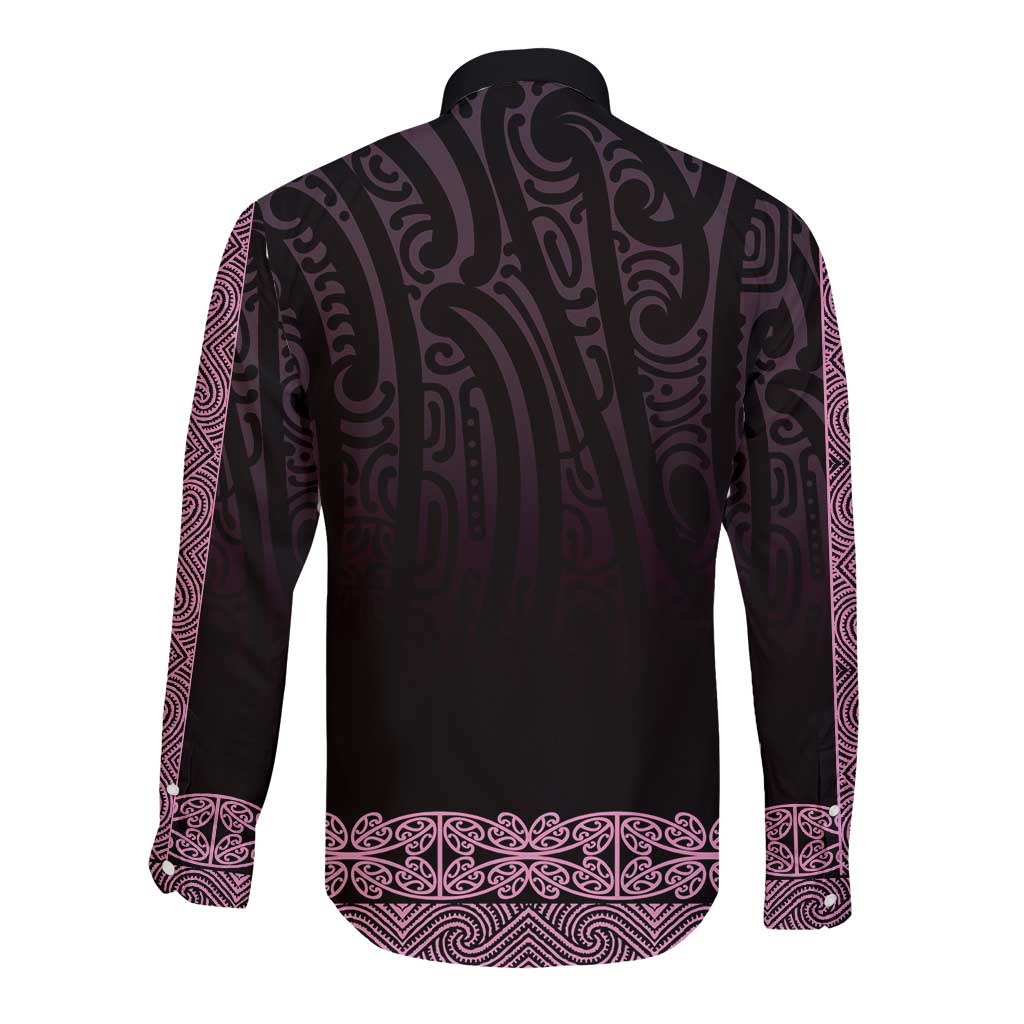 New Zealand Maori Kowhaiwhai Long Sleeve Button Shirt Mawhero Maui and Mangopare