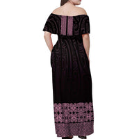 New Zealand Maori Kowhaiwhai Off Shoulder Maxi Dress Mawhero Maui and Mangopare