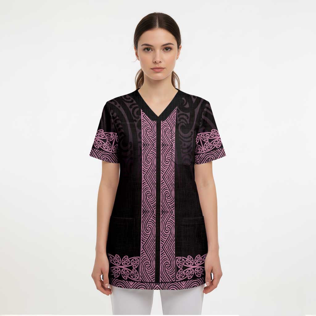 New Zealand Maori Kowhaiwhai Scrub Top Mawhero Maui and Mangopare - Polynesian Pride