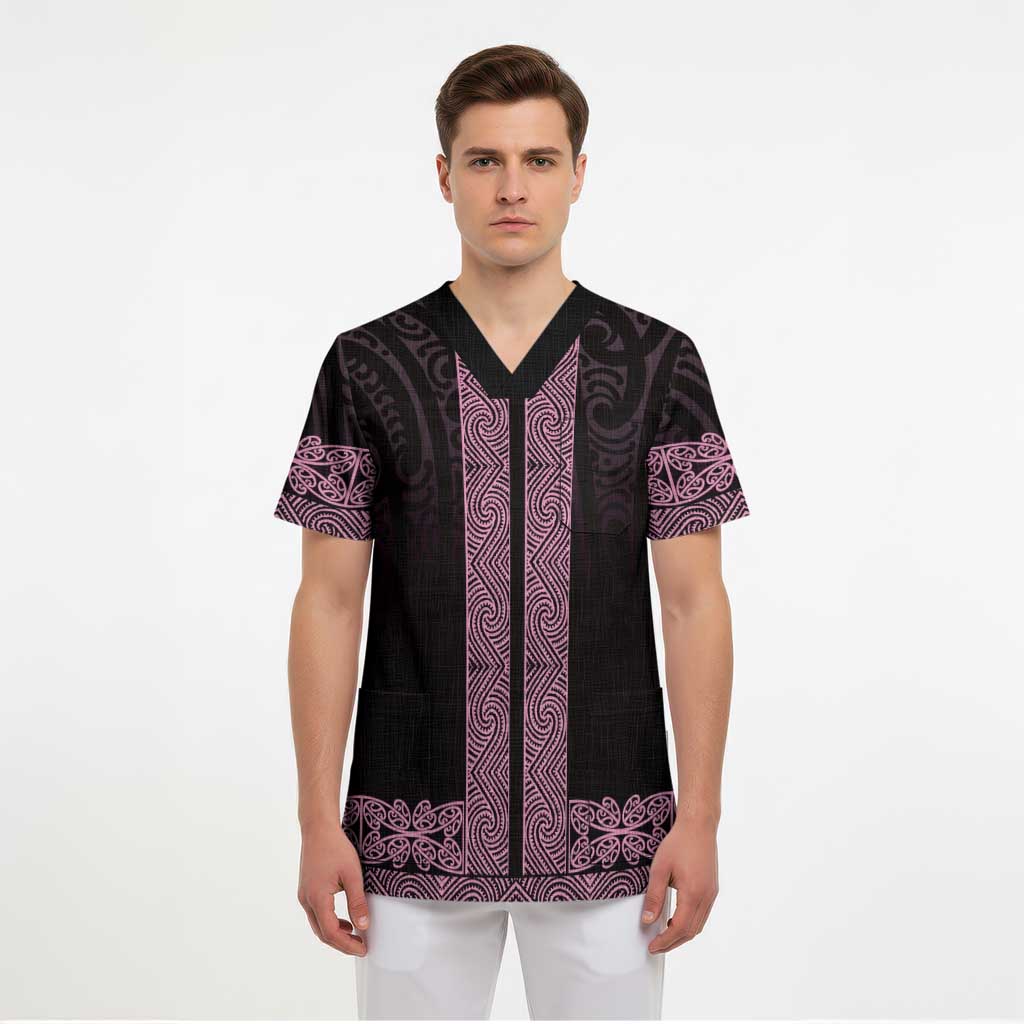 New Zealand Maori Kowhaiwhai Scrub Top Mawhero Maui and Mangopare - Polynesian Pride