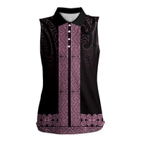 New Zealand Maori Kowhaiwhai Women Sleeveless Polo Shirt Mawhero Maui and Mangopare