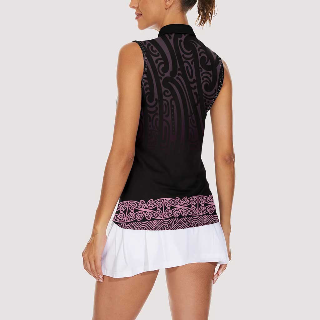 New Zealand Maori Kowhaiwhai Women Sleeveless Polo Shirt Mawhero Maui and Mangopare