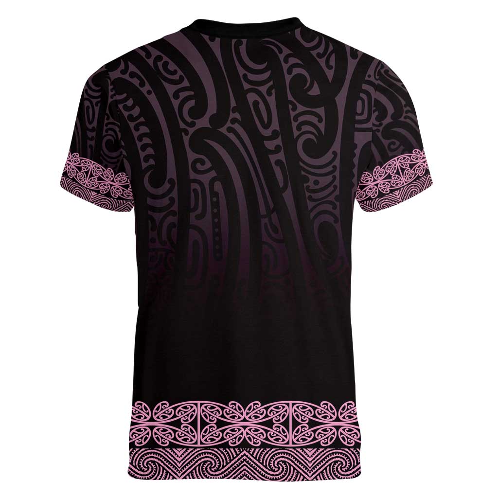 New Zealand Maori Kowhaiwhai Women V-Neck T-Shirt Mawhero Maui and Mangopare