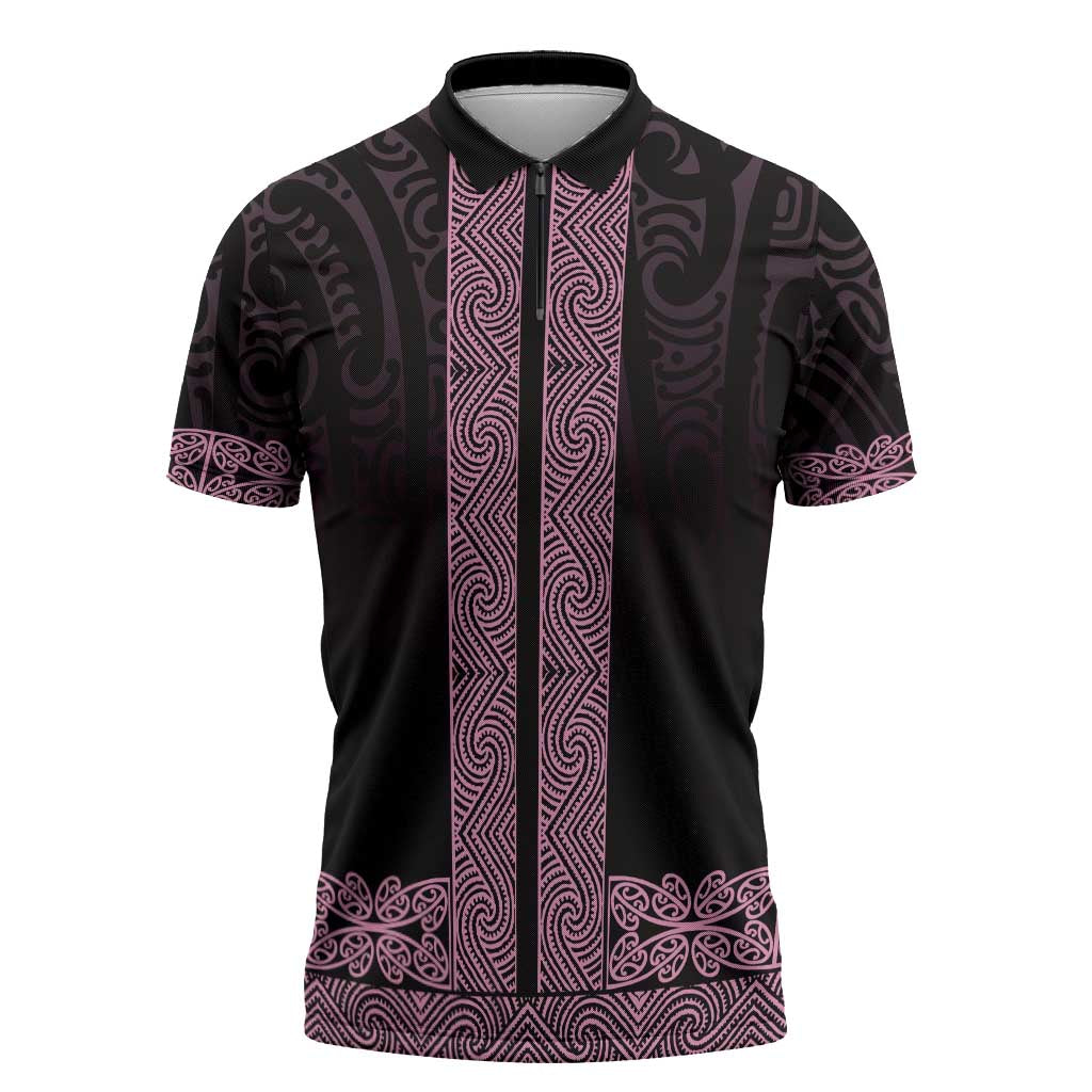 New Zealand Maori Kowhaiwhai Zipper Polo Shirt Mawhero Maui and Mangopare - Polynesian Pride