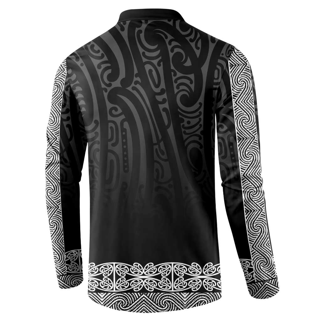 New Zealand Maori Kowhaiwhai Button Sweatshirt Pango Maui and Mangopare