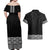 New Zealand Maori Kowhaiwhai Couples Matching Off Shoulder Maxi Dress and Hawaiian Shirt Pango Maui and Mangopare