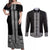 New Zealand Maori Kowhaiwhai Couples Matching Off Shoulder Maxi Dress and Long Sleeve Button Shirt Pango Maui and Mangopare