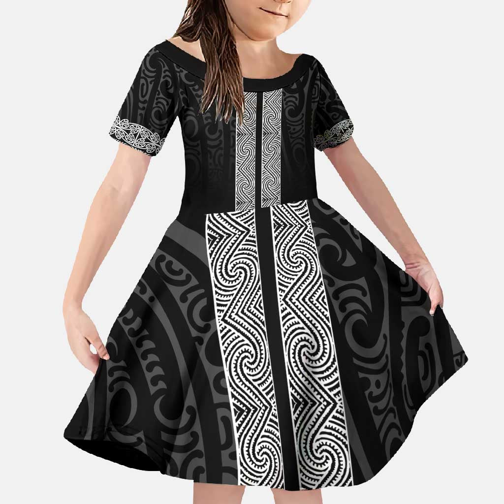 New Zealand Maori Kowhaiwhai Family Matching Long Sleeve Bodycon Dress and Hawaiian Shirt Pango Maui and Mangopare