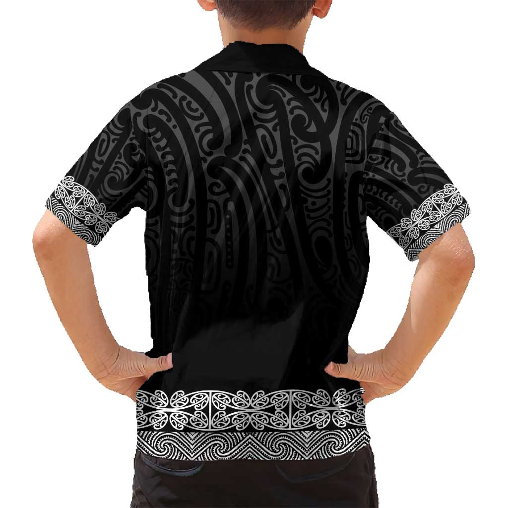 New Zealand Maori Kowhaiwhai Family Matching Off Shoulder Short Dress and Hawaiian Shirt Pango Maui and Mangopare