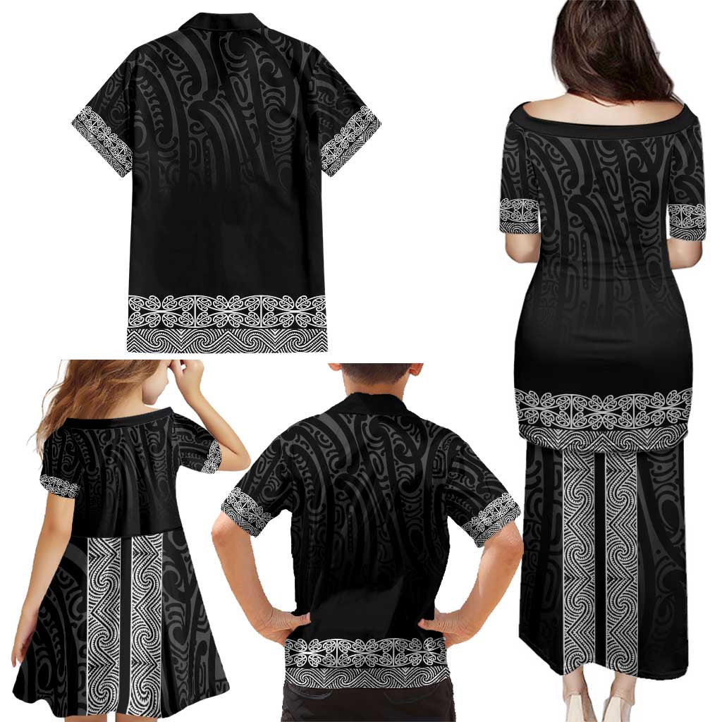 New Zealand Maori Kowhaiwhai Family Matching Puletasi and Hawaiian Shirt Pango Maui and Mangopare