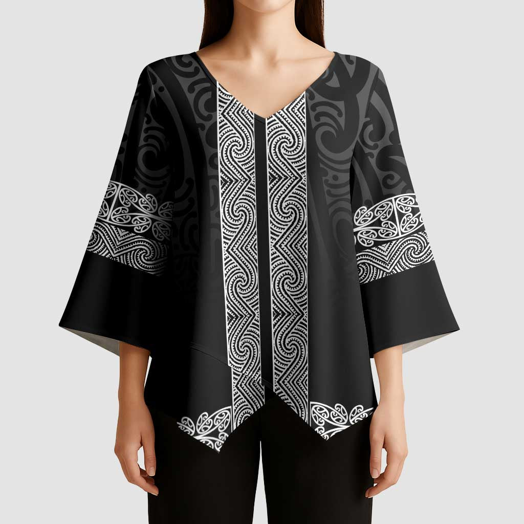 New Zealand Maori Kowhaiwhai Kimono Sleeve Blouse Pango Maui and Mangopare - Polynesian Pride