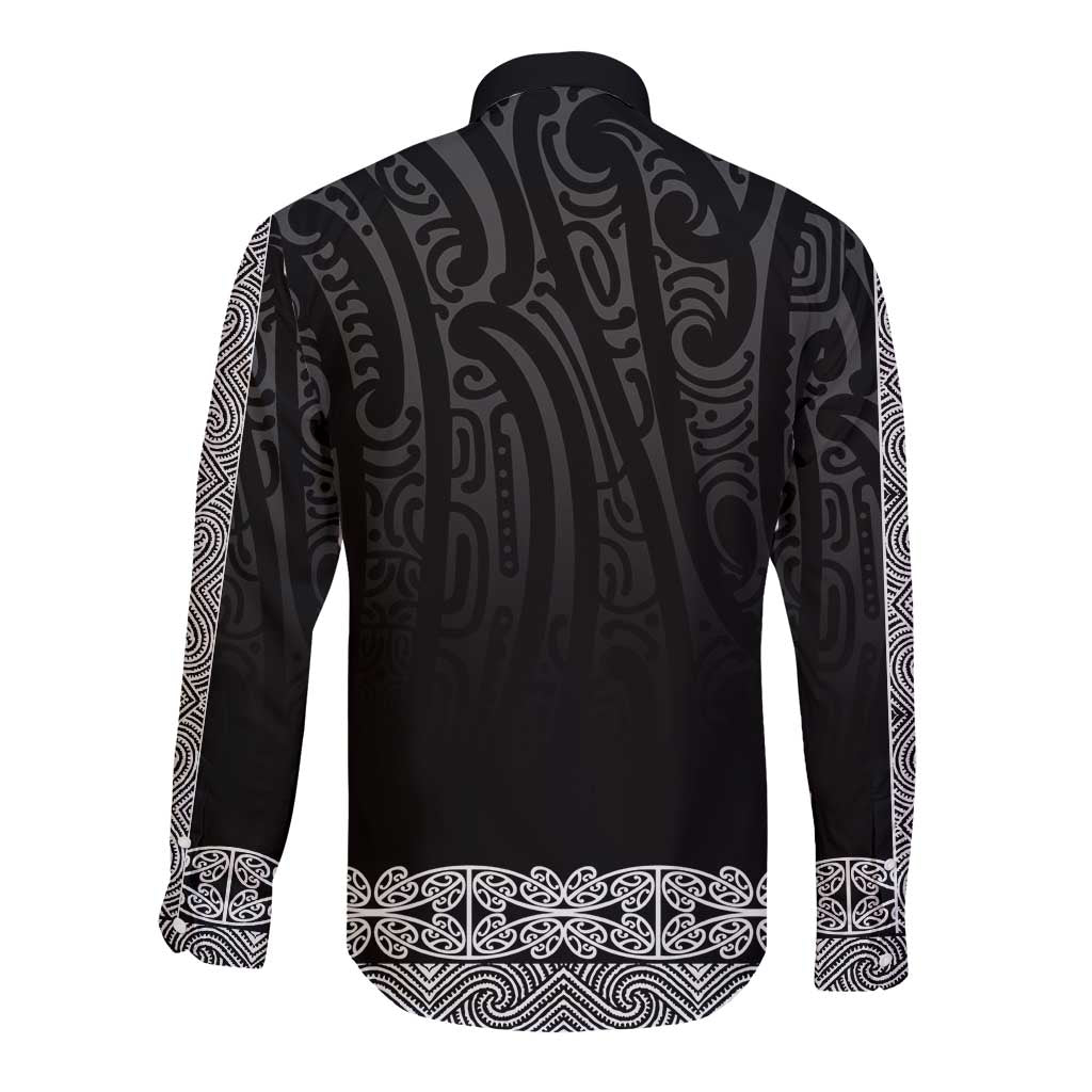 New Zealand Maori Kowhaiwhai Long Sleeve Button Shirt Pango Maui and Mangopare