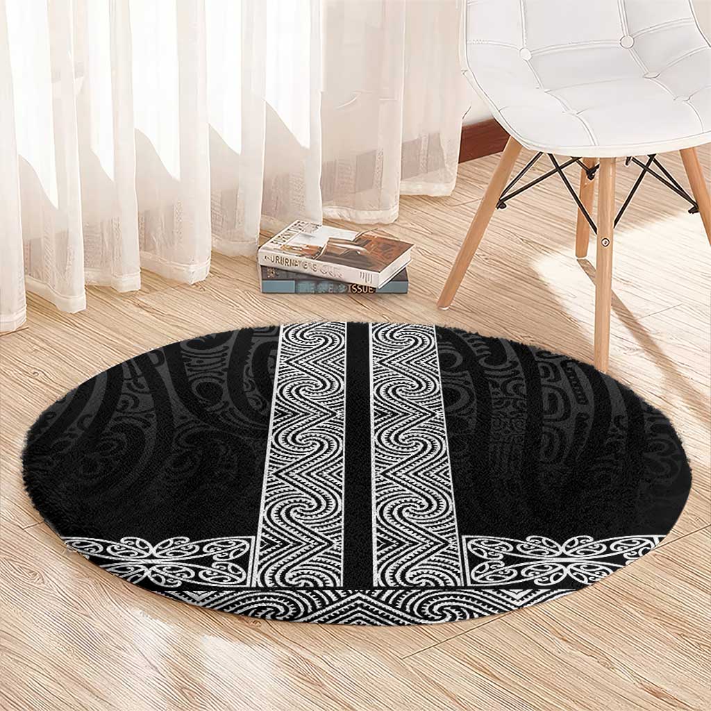 New Zealand Maori Kowhaiwhai Round Carpet Pango Maui and Mangopare