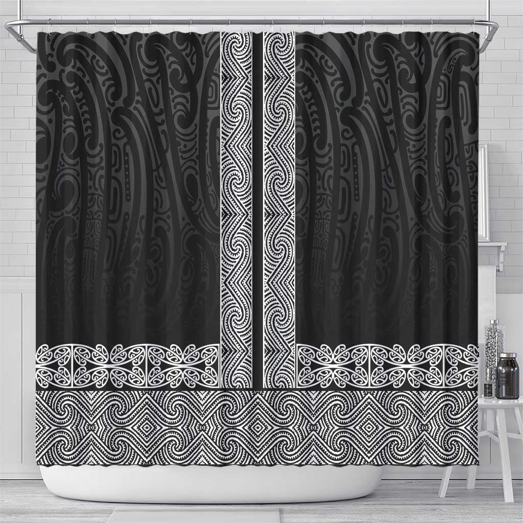 New Zealand Maori Kowhaiwhai Shower Curtain Pango Maui and Mangopare
