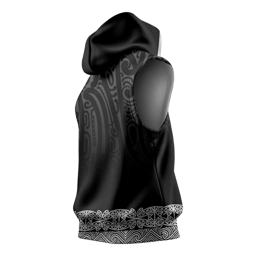 New Zealand Maori Kowhaiwhai Sleeveless Hoodie Pango Maui and Mangopare - Polynesian Pride