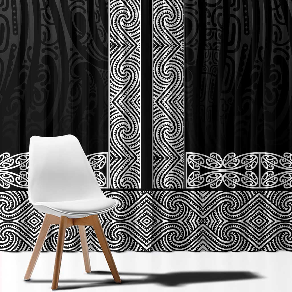 New Zealand Maori Kowhaiwhai Window Curtain Pango Maui and Mangopare