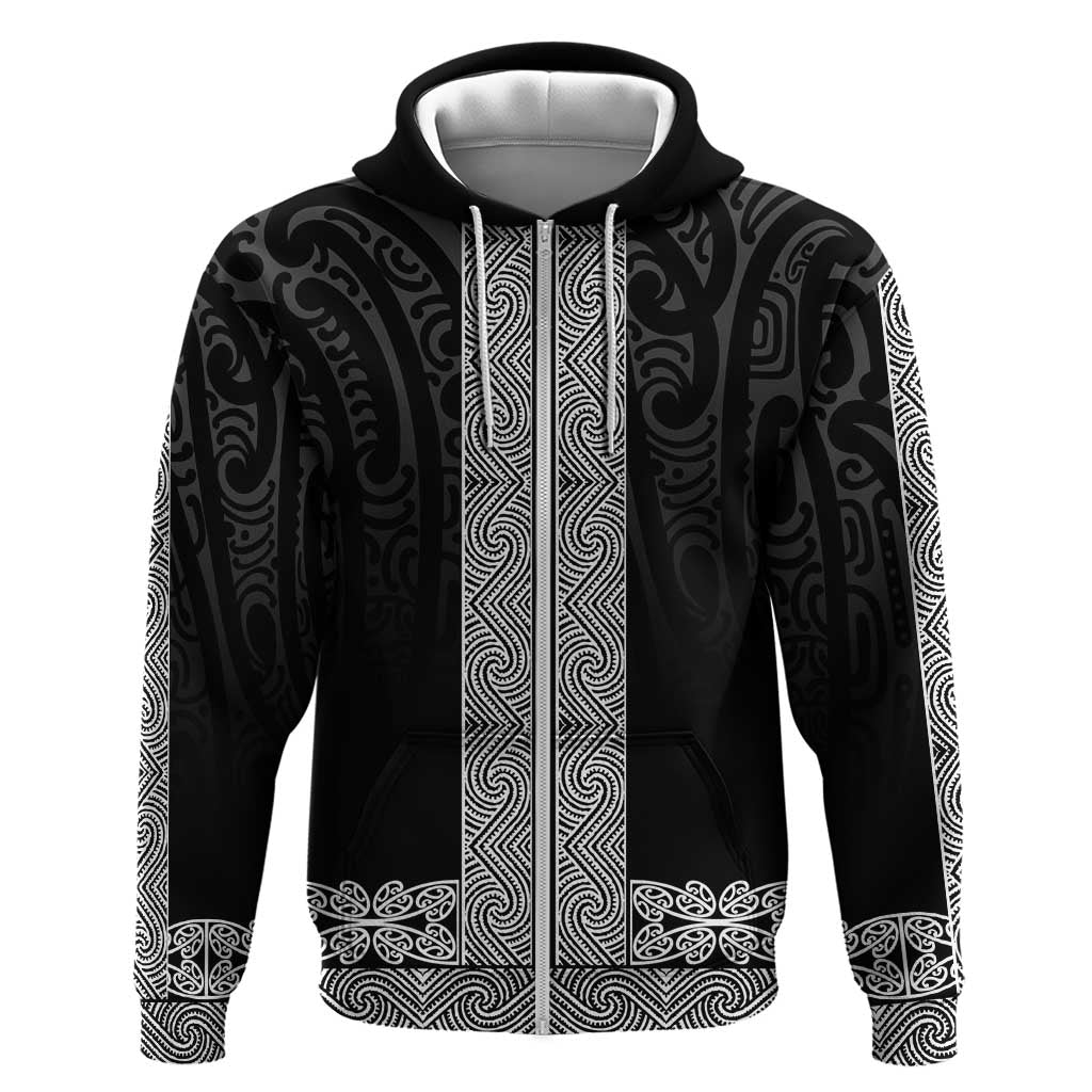 New Zealand Maori Kowhaiwhai Zip Hoodie Pango Maui and Mangopare