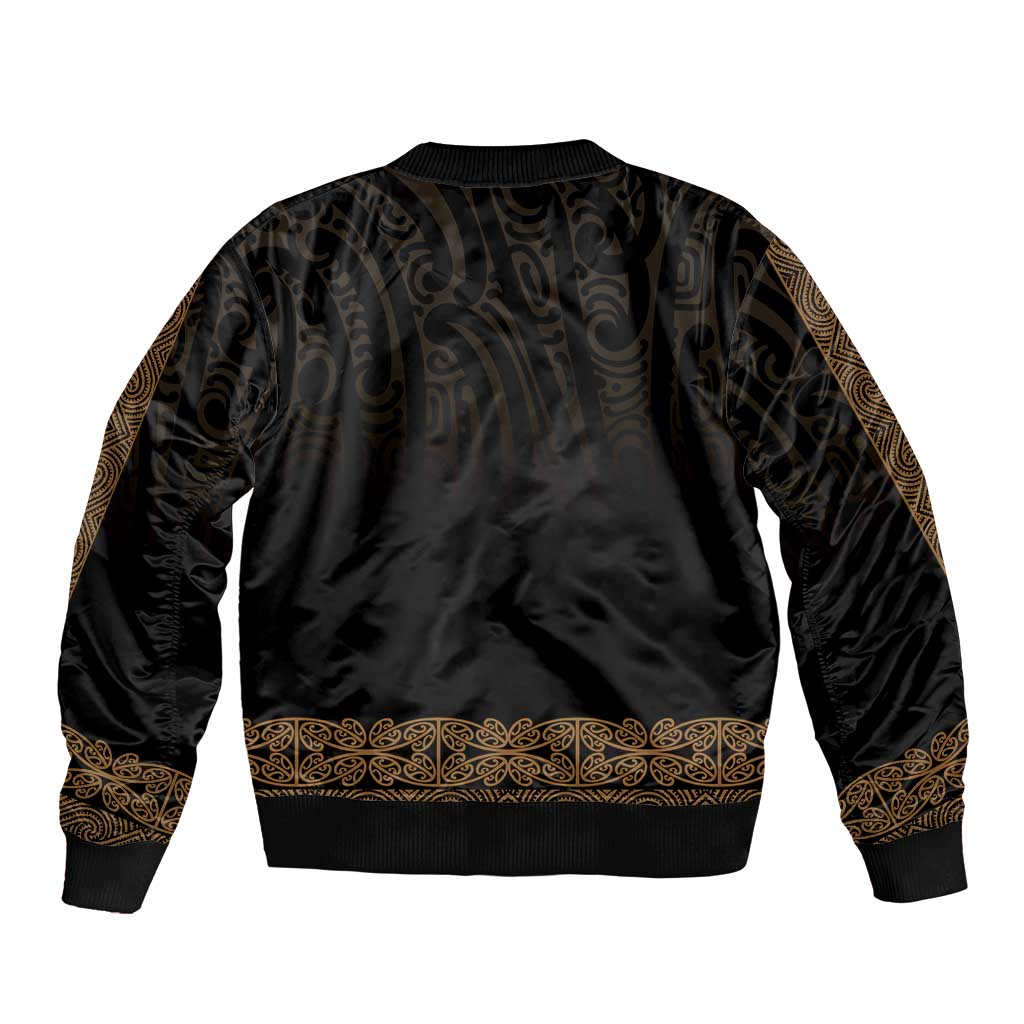 New Zealand Maori Kowhaiwhai Bomber Jacket Parauri Maui and Mangopare