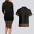 New Zealand Maori Kowhaiwhai Couples Matching Long Sleeve Bodycon Dress and Hawaiian Shirt Parauri Maui and Mangopare