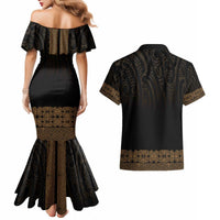 New Zealand Maori Kowhaiwhai Couples Matching Mermaid Dress and Hawaiian Shirt Parauri Maui and Mangopare
