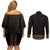 New Zealand Maori Kowhaiwhai Couples Matching Off Shoulder Short Dress and Long Sleeve Button Shirt Parauri Maui and Mangopare