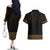 New Zealand Maori Kowhaiwhai Couples Matching Off The Shoulder Long Sleeve Dress and Hawaiian Shirt Parauri Maui and Mangopare