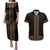 New Zealand Maori Kowhaiwhai Couples Matching Puletasi and Hawaiian Shirt Parauri Maui and Mangopare