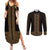 New Zealand Maori Kowhaiwhai Couples Matching Summer Maxi Dress and Long Sleeve Button Shirt Parauri Maui and Mangopare