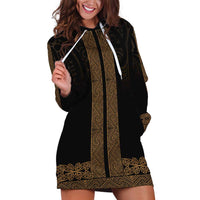 New Zealand Maori Kowhaiwhai Hoodie Dress Parauri Maui and Mangopare