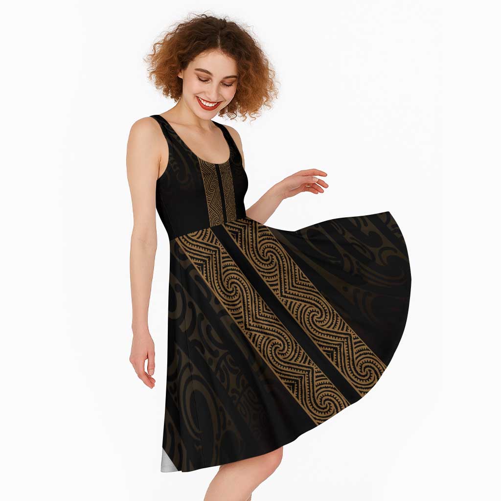 New Zealand Maori Kowhaiwhai Midi Dress Parauri Maui and Mangopare - Polynesian Pride