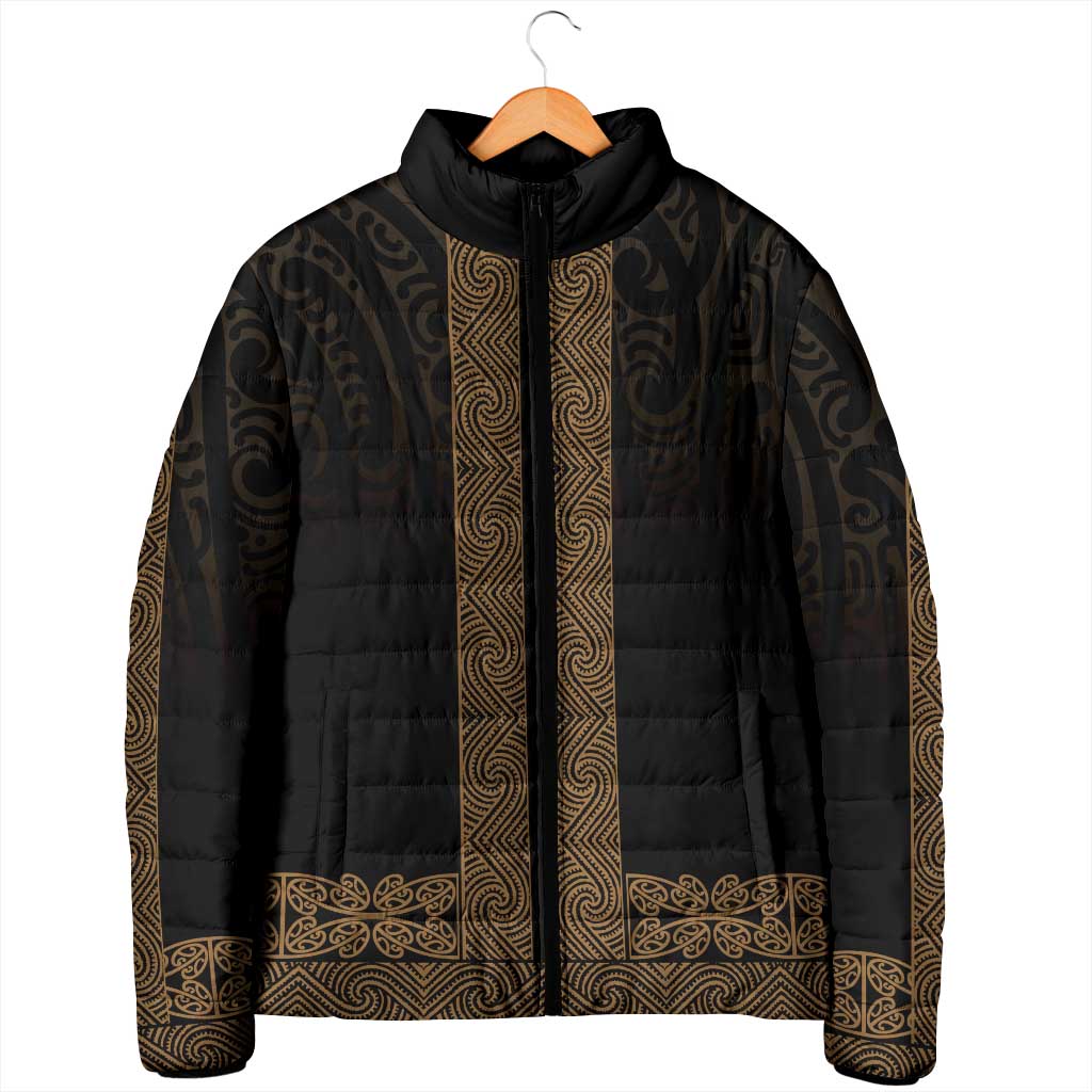New Zealand Maori Kowhaiwhai Padded Jacket Parauri Maui and Mangopare - Polynesian Pride