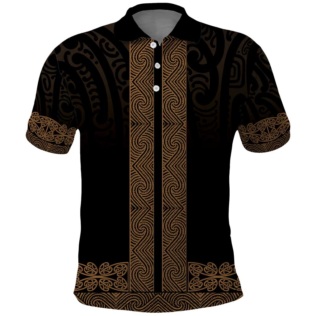 New Zealand Maori Kowhaiwhai Polo Shirt Parauri Maui and Mangopare LT9 Brown - Polynesian Pride