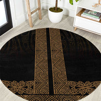 New Zealand Maori Kowhaiwhai Round Carpet Parauri Maui and Mangopare