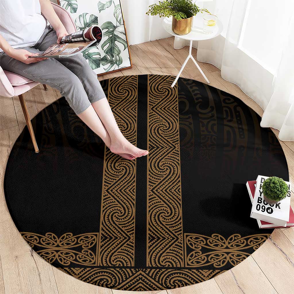 New Zealand Maori Kowhaiwhai Round Carpet Parauri Maui and Mangopare