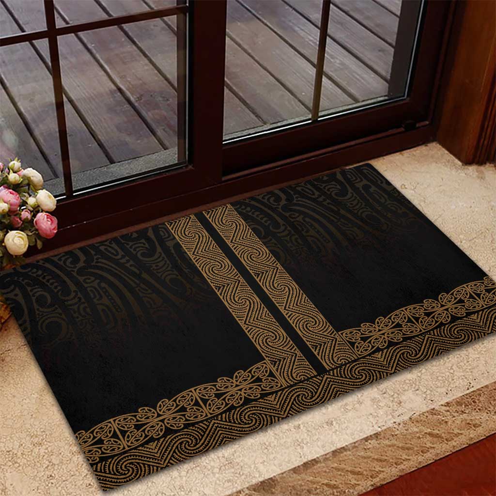 New Zealand Maori Kowhaiwhai Rubber Doormat Parauri Maui and Mangopare